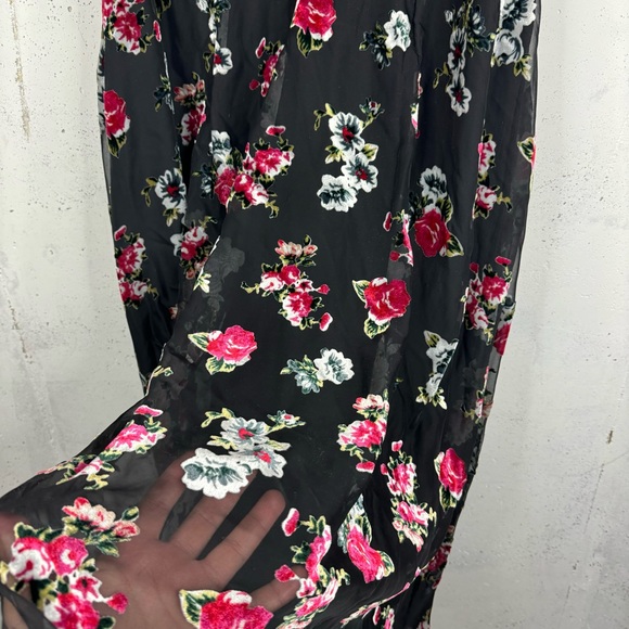 Mod Cloth Anna Sui Chic Ruffle Sleeve Floral Maxi Dress Size 24 - Picture 5 of 13